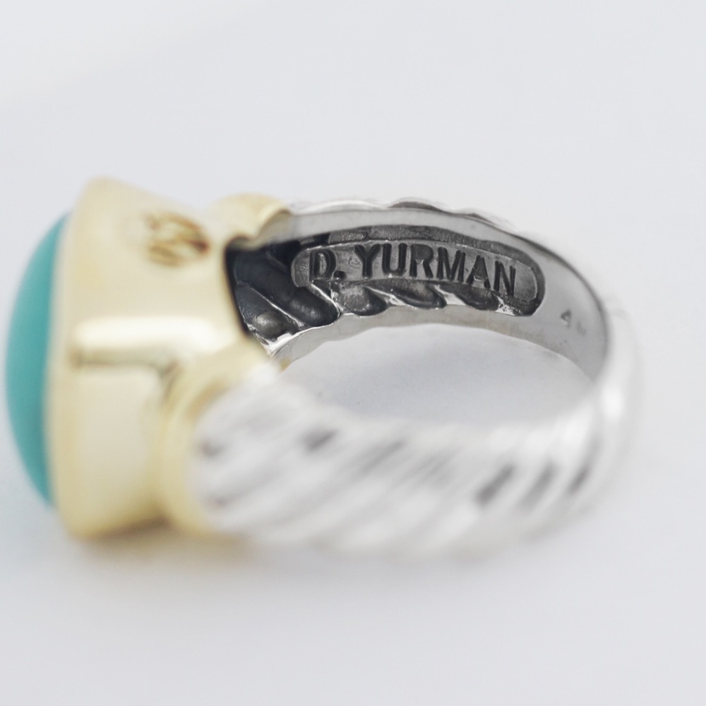 David Yurman 925Silver 14K Turquoise Noblesse Ring - Picture 5 of 6